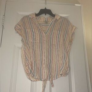 Lucky Brand Button Up Striped Shirt Tie Back